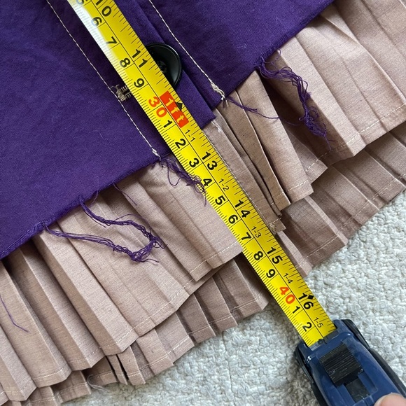 Osis Studio Stacey Purple and Tan Pleated Linen Cotton Mini Skirt - Picture 7 of 9